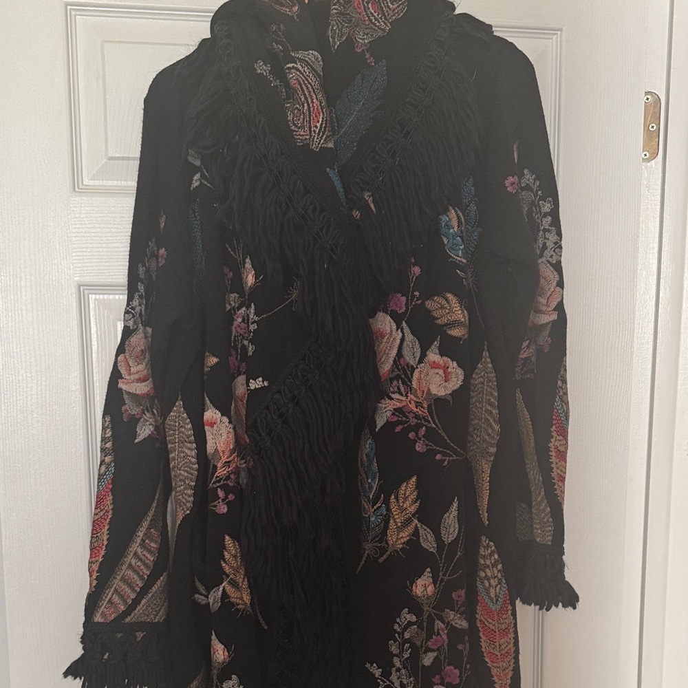 Johnny Was Black Floral Embroidered Jacket